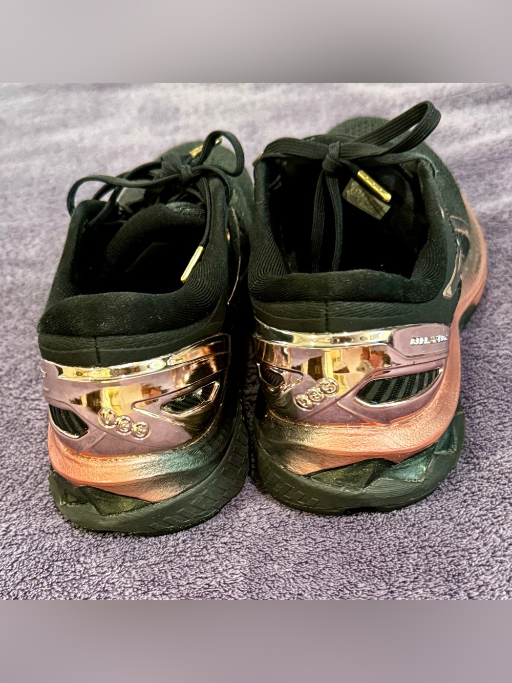Asics Black Sneakers with Rose Gold and Gold Accents - Picture 3 of 7